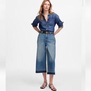 Madewell Denim Culottes Cropped Wide-Leg Jeans Contemporary Summer Cotton 30 NWT